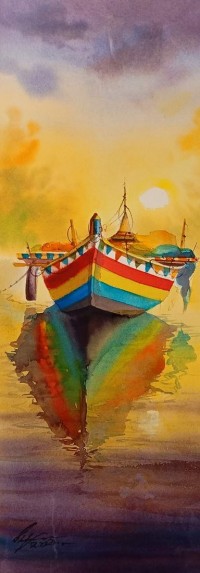 Shaima Umer, 10 x 22 Inchs, Watercolor on Paper, Seascape Painting, AC-SHA-079 Shaima Umer, 10 x 22 Inchs, Watercolor on Paper, Seascape Painting, AC-SHA-079